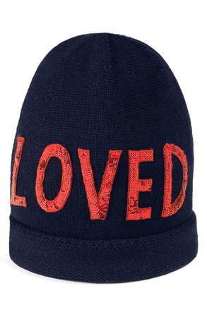 Gucci Loved Sequin Wool Beanie Blue