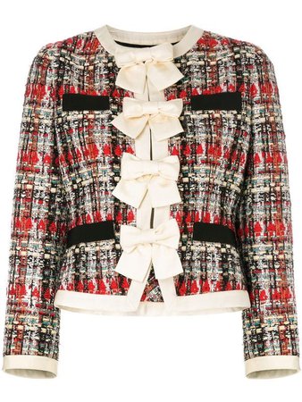 GUCCI Bow Embellished Tweed Jacket