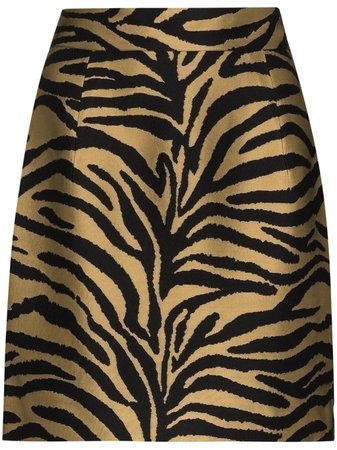 Shop gold & black Khaite Eiko zebra print mini skirt with Express Delivery - Farfetch