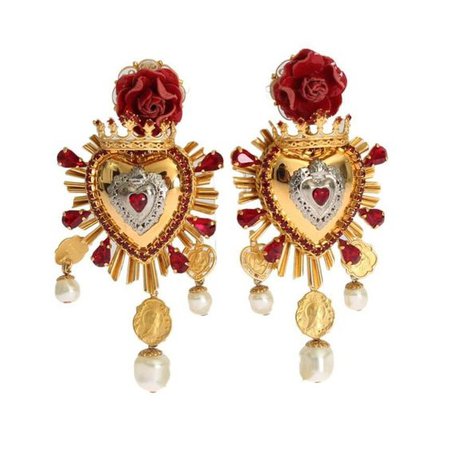 DOLCE & GABBANA Sacred Heart Rose Clip Earrings