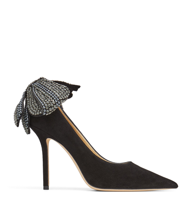 Jimmy Choo Love 100 crystal-embellished bow 4” heels pumps $798