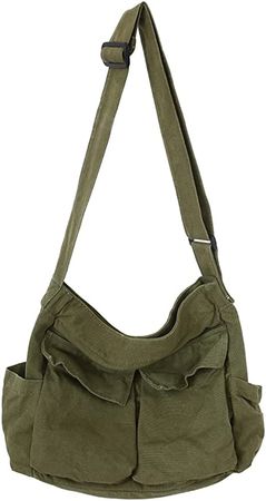 Amazon.com: Canvas Shoulder Bag Large Hobo Crossbody Bag with Multiple Pockets Canvas Messenger Tote Bag for Women and Men : Clothing, Shoes & Jewelry