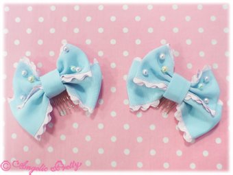 Colorful Pearl Ribbon Hair Combs - Angelic Pretty