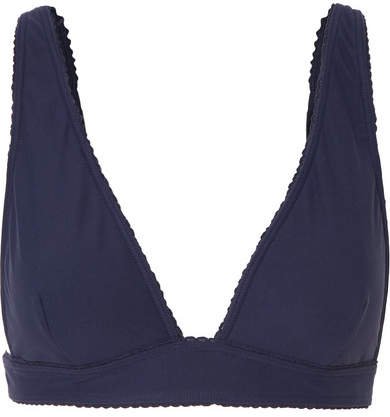 Peony - Net Sustain Picot-trimmed Triangle Bikini Top - Blue