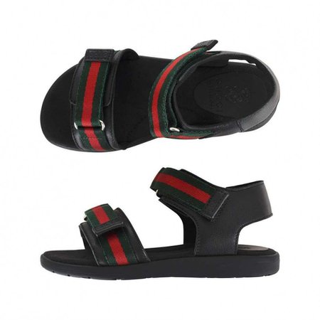 GUCCI Black Sandals With Green & Red Velcro Straps - Boy - Gender - Shoes