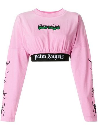Palm Angels Dance of Death cropped sweatshirt $339 - Buy Online - Mobile Friendly, Fast Delivery, Price