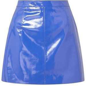 patent leather blue skirt