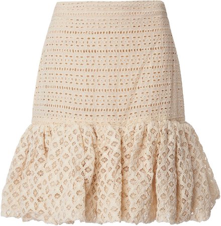 Leal Daccarett Oye Como Va Broderie Anglaise-Cotton Skirt Size: 2