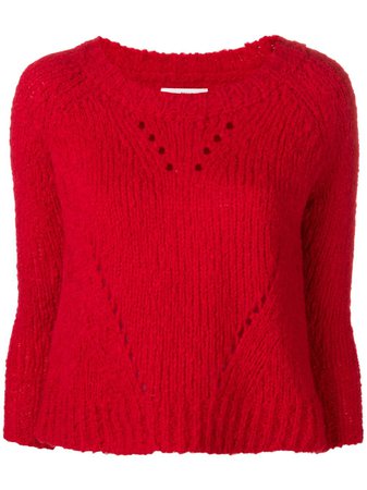 Etoile Isabel Marant Isabel Marant ÉToile Cropped Knit Sweater - Red | ModeSens