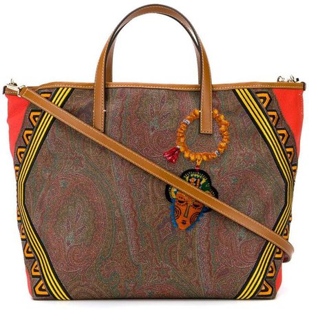 Embroidered jacquard paisley tribe shopper bag