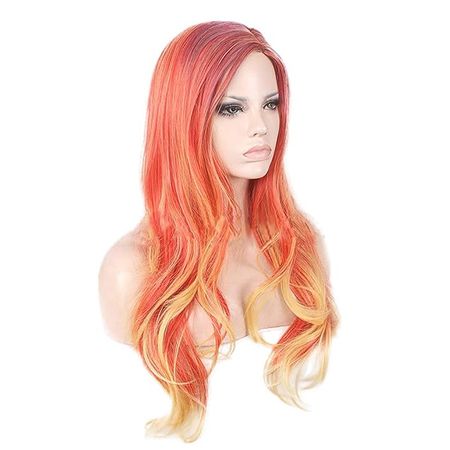 Amazon.com: WeeH Costume Women Wigs Long Hair Cosplay Wig Spiral Curly Wavy Wigs for Wedding Party, Pink Organge Yellow : Clothing, Shoes & Jewelry