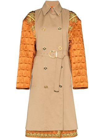 Versace Quilted Sleeve Baroque Trench Coat - Farfetch