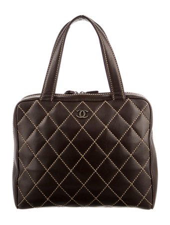 Chanel Vintage CC Surpique Bowler Bag - Brown Handle Bags, Handbags - CHA691525 | The RealReal