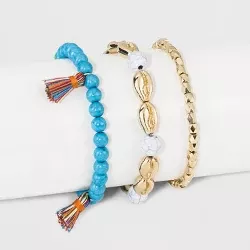 Mixed Beaded With Block Beads With Tassel Bracelet Set 5ct - Wild Fable™ : Target