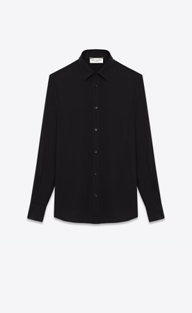 Saint Laurent ‎Paris Collar Shirt In Black Silk Crêpe ‎ | YSL.com