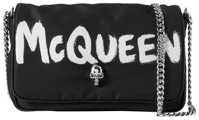 *clipped by @luci-her* Alexander McQueen Graffiti Black Leather-trimmed Printed Nylon Shoulder Bag - Tradesy