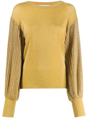 Shop gold MSGM puff-sleeve knitted top with Express Delivery - Farfetch