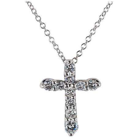 Diamond Platinum Small Cross Pendant For Sale at 1stDibs