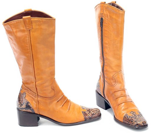 US size 5.5 Western Boots Snakeskin Pattern 90s Women Cowboy | Etsy