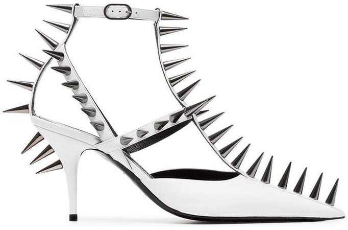 White Knife 80 spike leather pumps