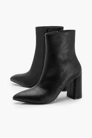 Snake Detail Pointed Sock Boots | Boohoo