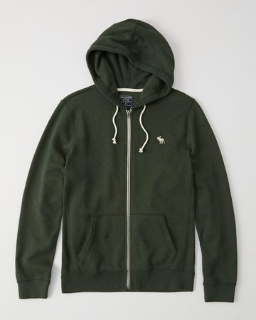 olive green zip-up hoodie