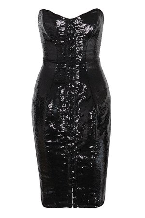 *clipped by @luci-her* 'Noura' Sweetheart Strapless Sequin Black Corset Dress