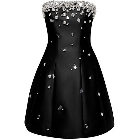 CRYSTAL-EMBELLISHED STRAPLESS SILK AND WOOL-BLEND MINI DRESS