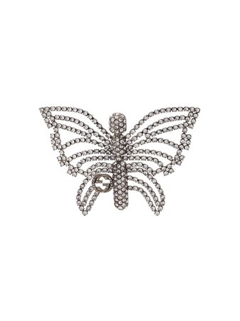 Gucci Butterfly Embellished Brooch - Farfetch