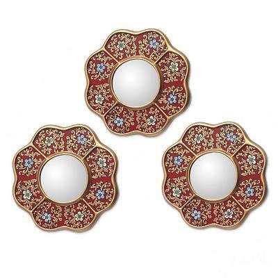 Set of 3 Collectible Reverse Painted Glass Mirrors - New Spring | NOVICA
