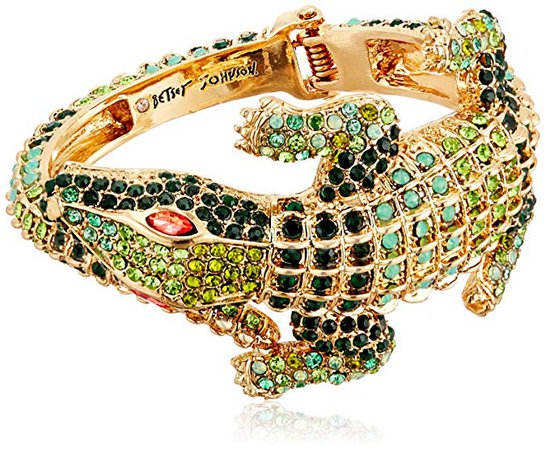 Betsey Johnson "Calypso Betsey" Pave Alligator Hinged Bangle Bracelet: Jewelry