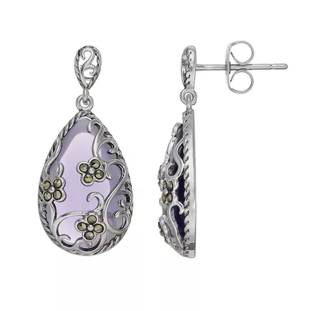Tori Hill Purple Glass & Marcasite Teardrop Earrings