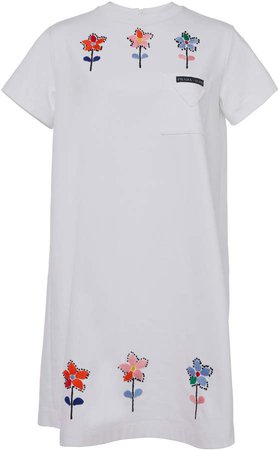 Embroidered Cotton Mini T-Shirt Dress