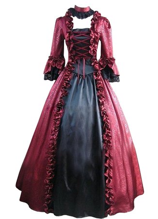 Dress Long Red Black Medieval