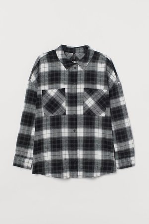 H&M+ Cotton Flannel Shirt - Black
