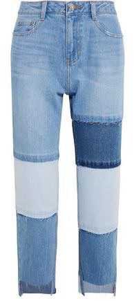 Sjyp Patchwork Cropped High-Rise Straight-Leg Jeans