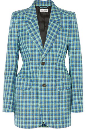 Balenciaga | Hourglass checked wool blazer | NET-A-PORTER.COM