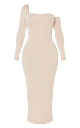 Shape Stone Jersey Bardot Midi Dress | Curve | PrettyLittleThing USA