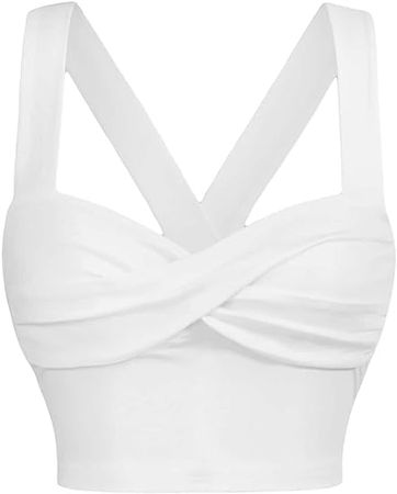 GORGLITTER Women's Twist Front Cami Crop Top Strappy Sleeveless Tank Top at Amazon Women’s Clothing store