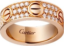 CRB4087600 - LOVE ring, diamond-paved - Pink gold, diamonds - Cartier