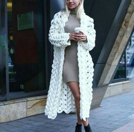 Chunky knit cardigan.White wool coat.White knit | Etsy