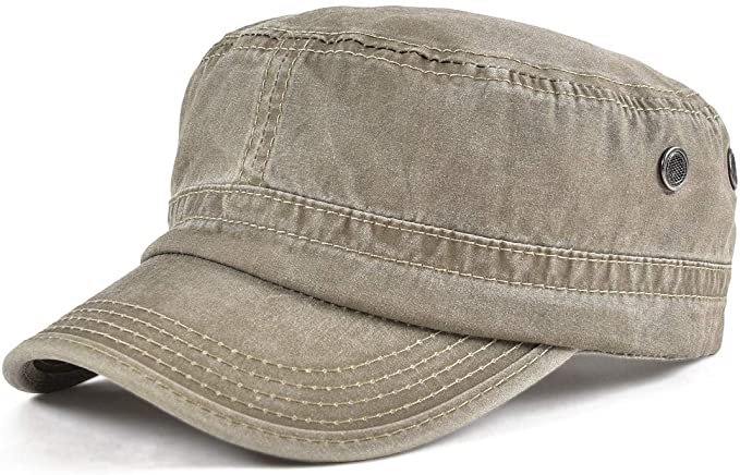 Amazon.com: VOBOOM Washed Cotton Military Caps Cadet Army Caps Unique Design Vintage Flat Top Cap (Army Green): Clothing