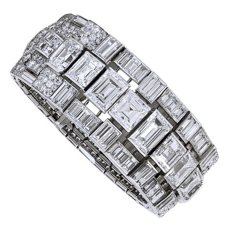 65.00 Carat Diamond Platinum Bracelet, circa 1930 For Sale at 1stDibs