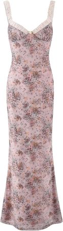 Amazon.com: Women Flower Slip Bodycon Maxi Dress Vintage Floral Fruit Strawberry Print Long Backless Dress 90s Party Club Cocktail Dress : Clothing, Shoes & Jewelry