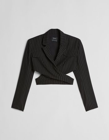 Striped cropped blazer - Best sellers - Woman | Bershka