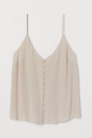 V-neck Top with Buttons - Light beige - Ladies | H&M US