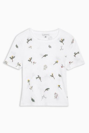 White Floral Print T-Shirt | Topshop
