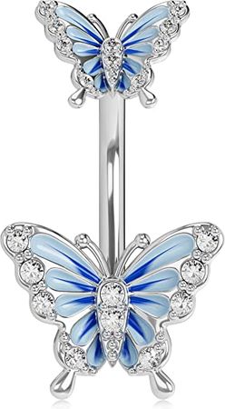 Amazon.com: OUFER Butterfly Belly Button Rings, 14G 316L Surgical Steel Navel Piercing Jewelry, Navel Ring Barbell for Women Girls : Clothing, Shoes & Jewelry