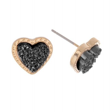 Druzy Heart Stud Earrings. - Approximately .75" | 240782 | Wholesale Fashion Jewelry