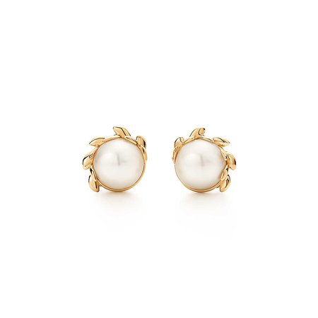 paloma picasso olive leaf pearl earrings